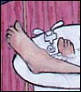 partial illustration of woman reading in bathtub