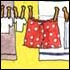 partial illustration of clothing hanging on clothesline
